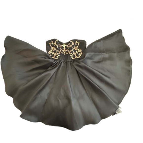 ABS Allen Schwartz Women's Sz. 2 Black & Gold Strapless Mini Prom/Cocktail Dress - Picture 8 of 16